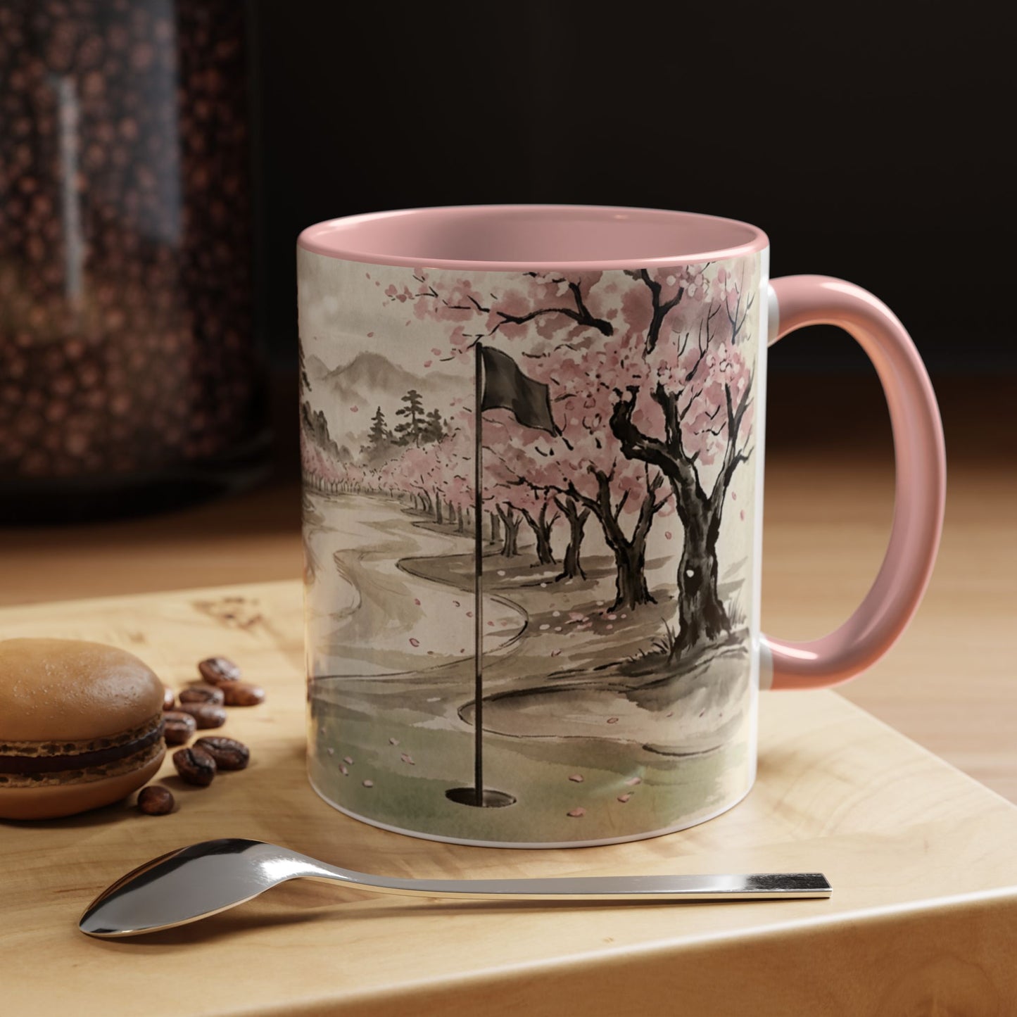 Zen Spot Golf Custom Cherry Blossom Golf Mug Scenic Sakura Golf Course Coffee Cup (11/15 oz)
