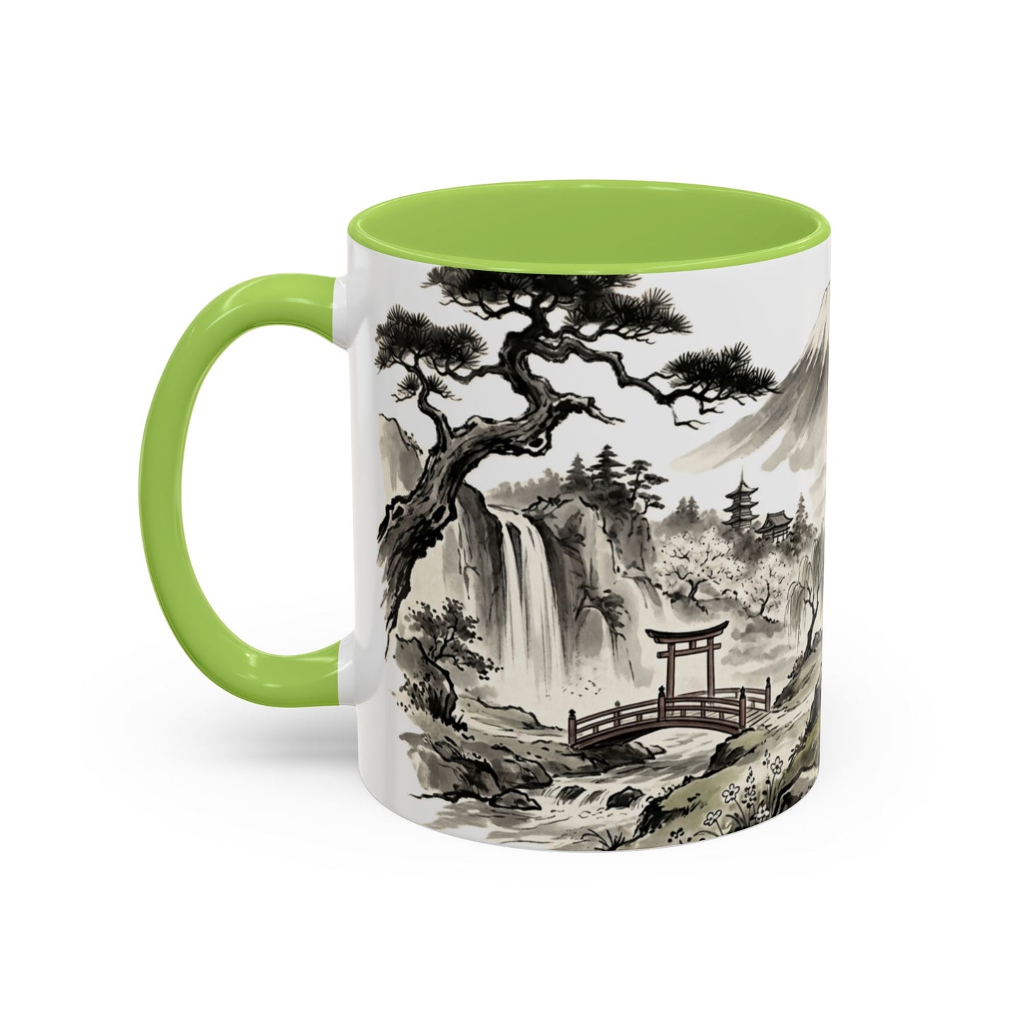 Zen Spot Golf Custom Japanese Golf Scene Accent Coffee Mug Ukiyo-e Style Golfing Geisha (11/15oz)