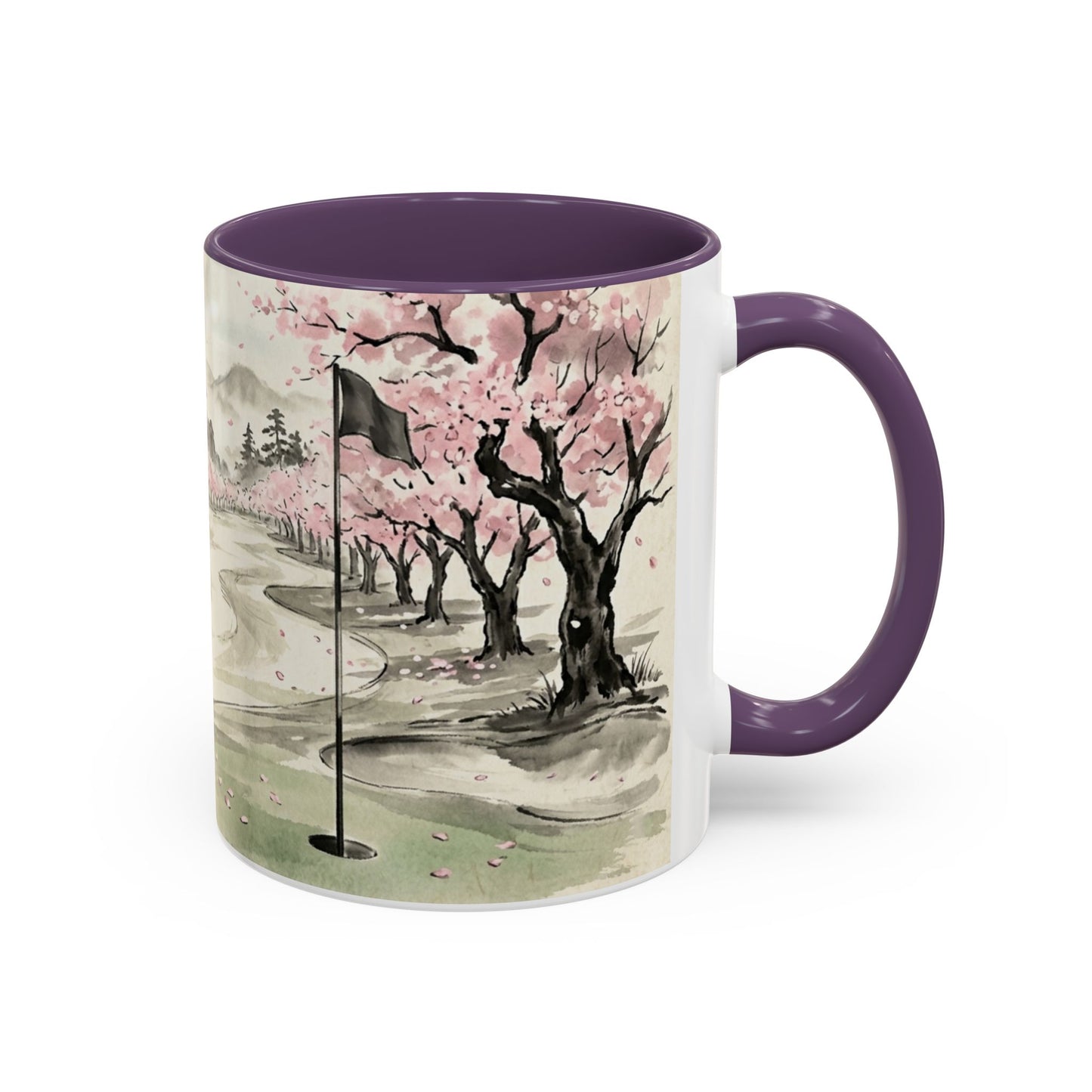 Zen Spot Golf Custom Cherry Blossom Golf Mug Scenic Sakura Golf Course Coffee Cup (11/15 oz)