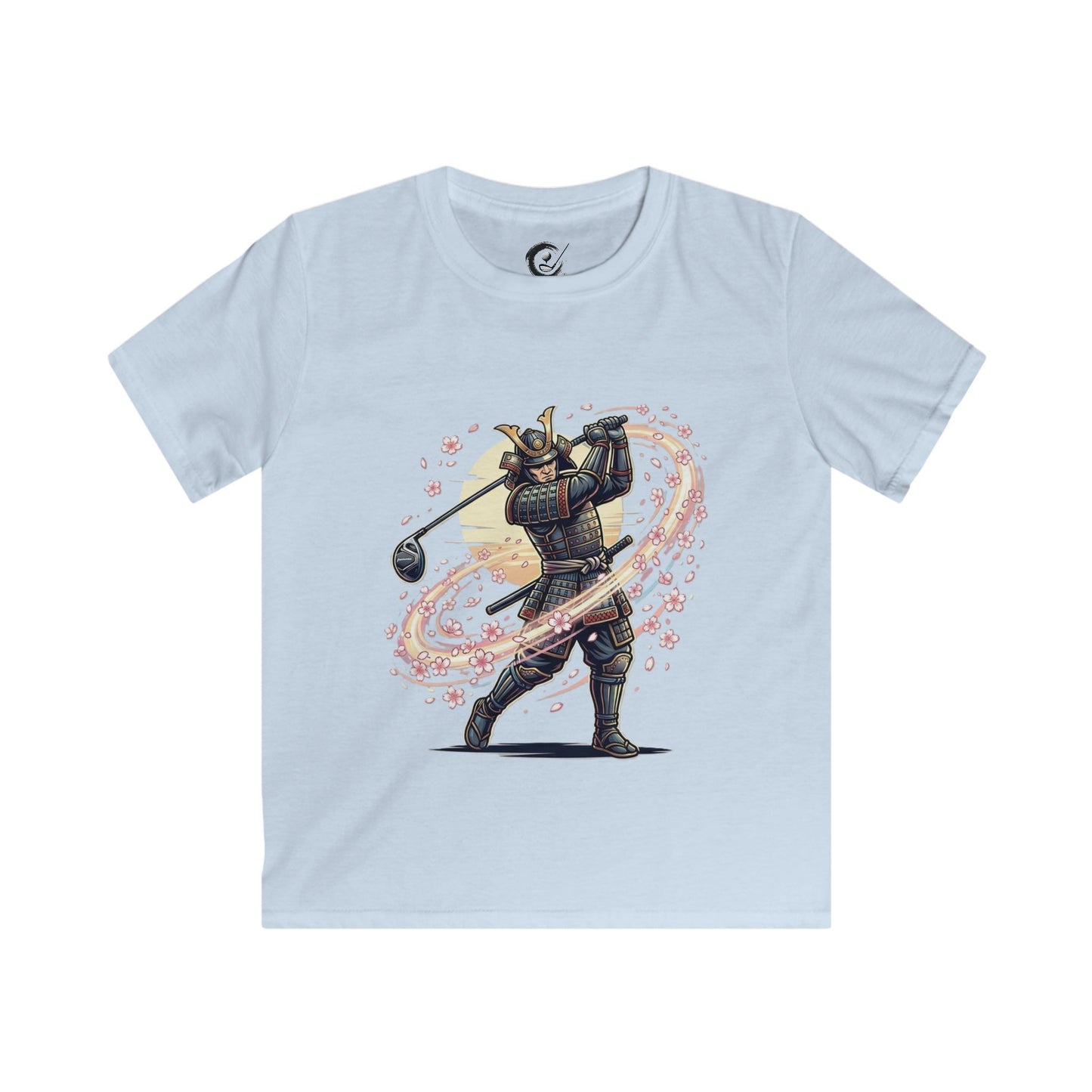 Zen Spot Golf Custom Samurai Golfer Kids Vintage Warrior Swing Graphic T‑Shirt