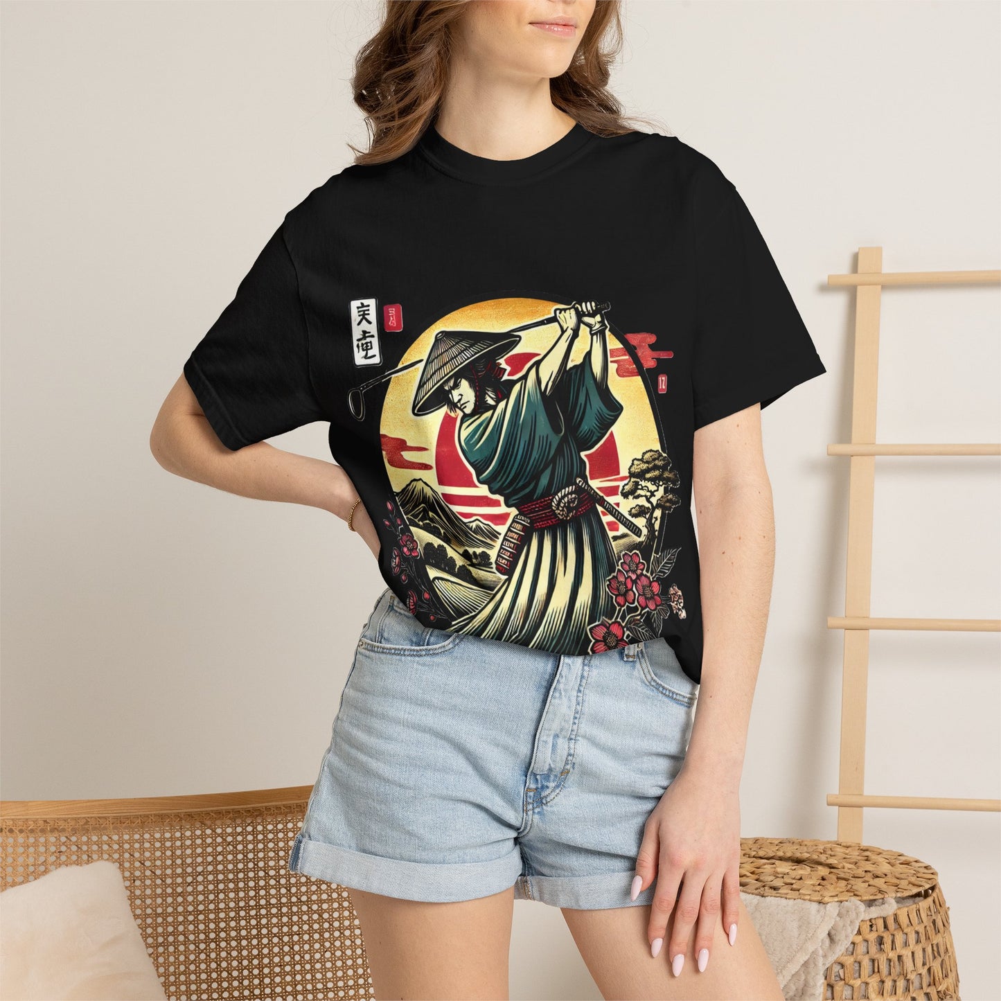 Zen Spot Golf Custom Samurai Golfer Sunset T-Shirt