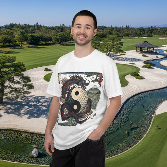 Yin Yang Golf Ball Dragon T-Shirt — Vintage Japanese Wave Martial Arts Tee