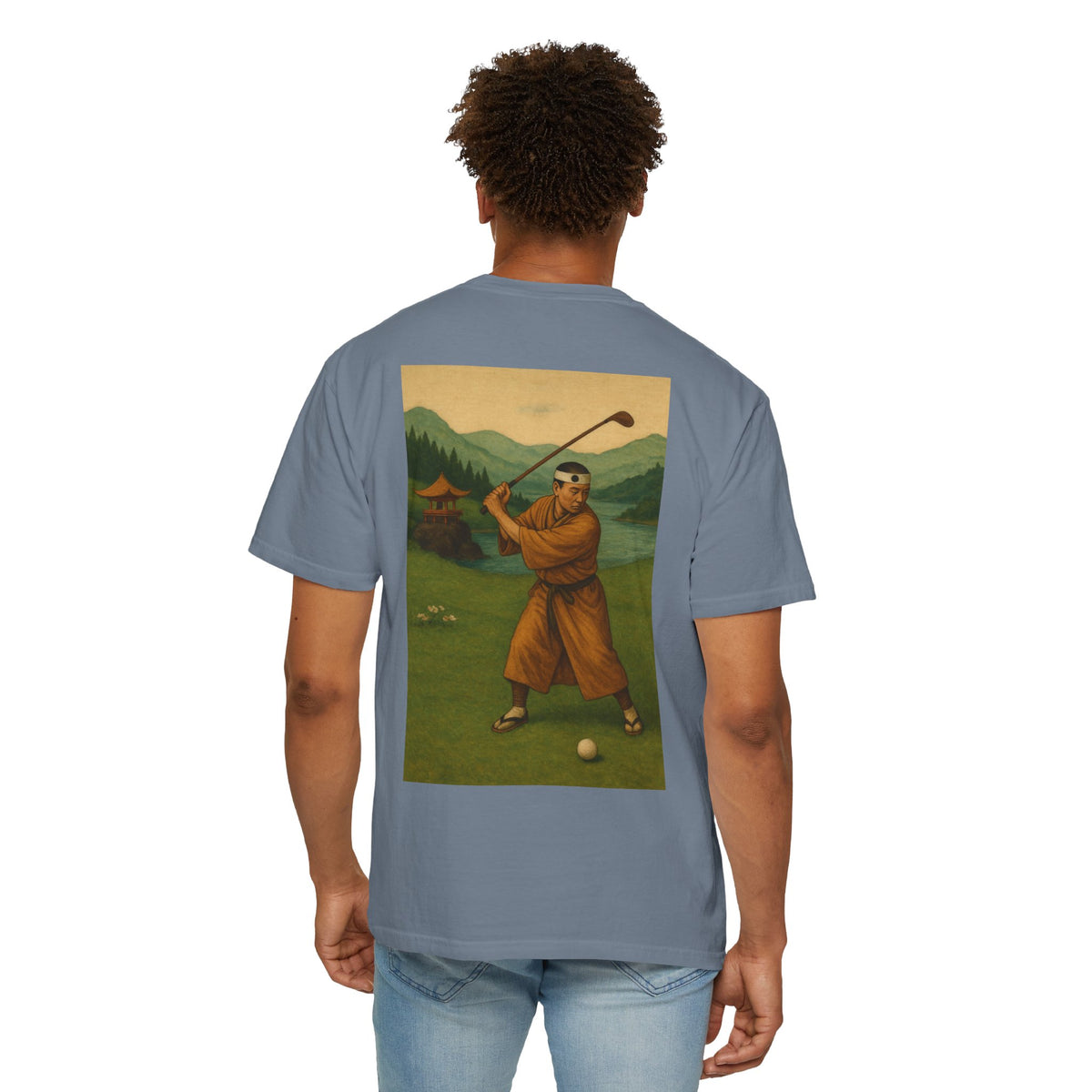 Enso Circle Golf  Stroke Chest Vintage Monk Golfer Back Graphic T-Shirt