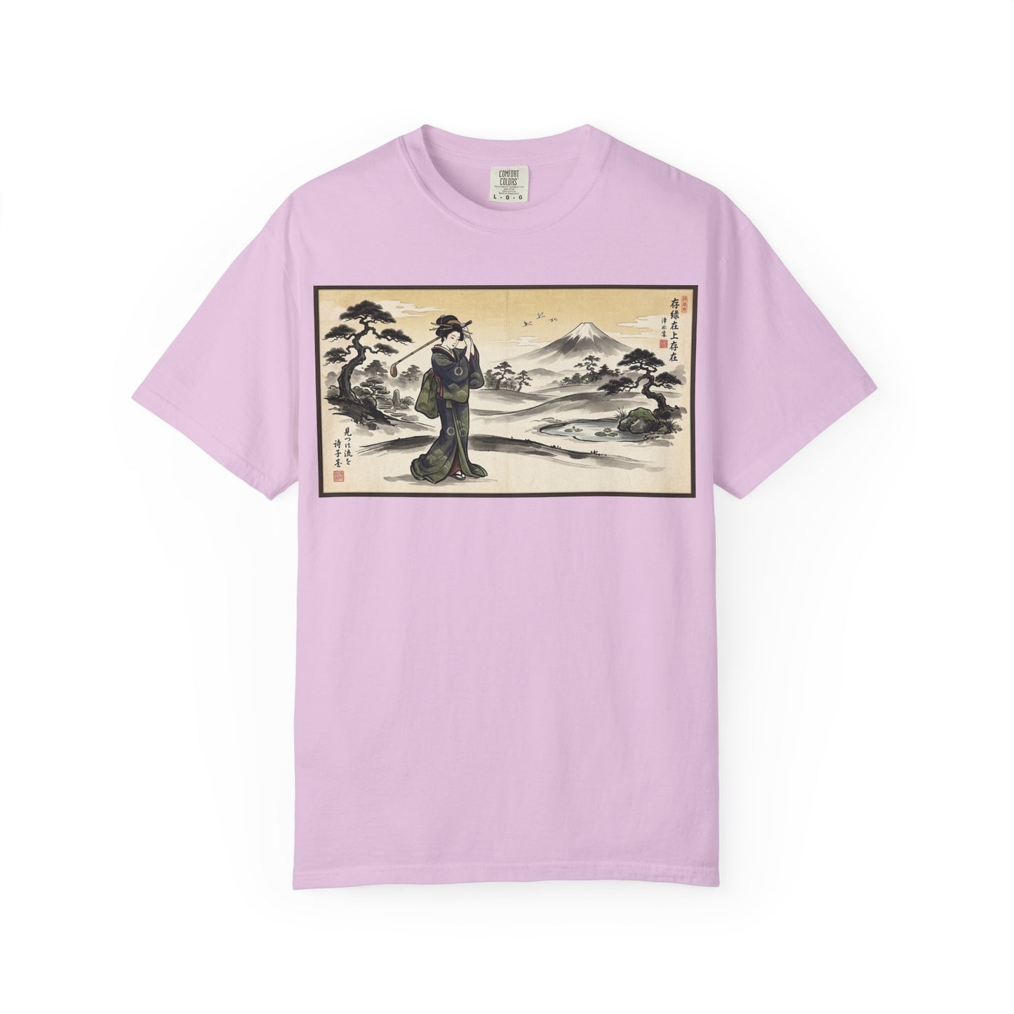 Zen Spot Golf Custom Vintage Geisha Golfer & Mount Fuji Graphic T-Shirt