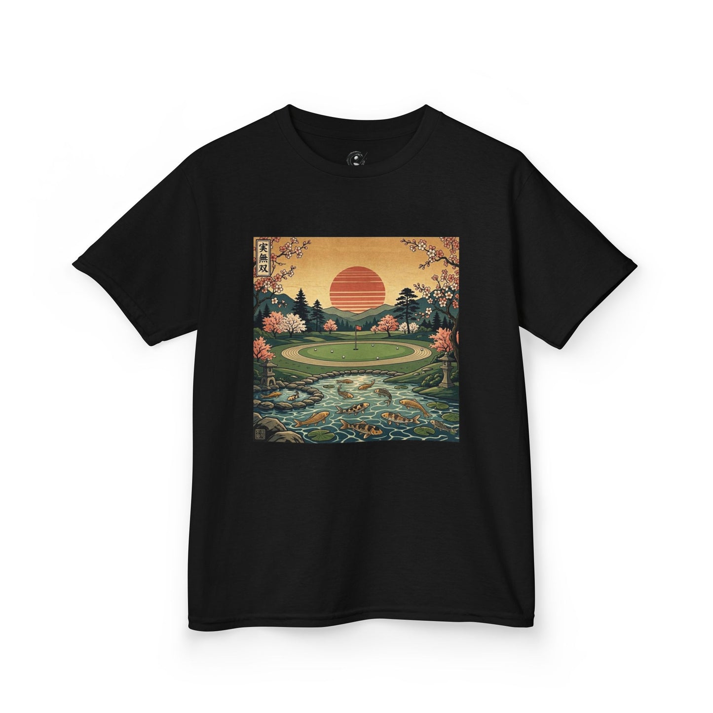 Zen Spot Golf Custom Vintage Japanese Sunset Golf Course Graphic Kids T-Shirt