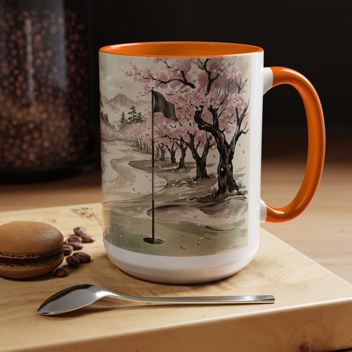 Zen Spot Golf Custom Cherry Blossom Golf Mug Scenic Sakura Golf Course Coffee Cup (11/15 oz)