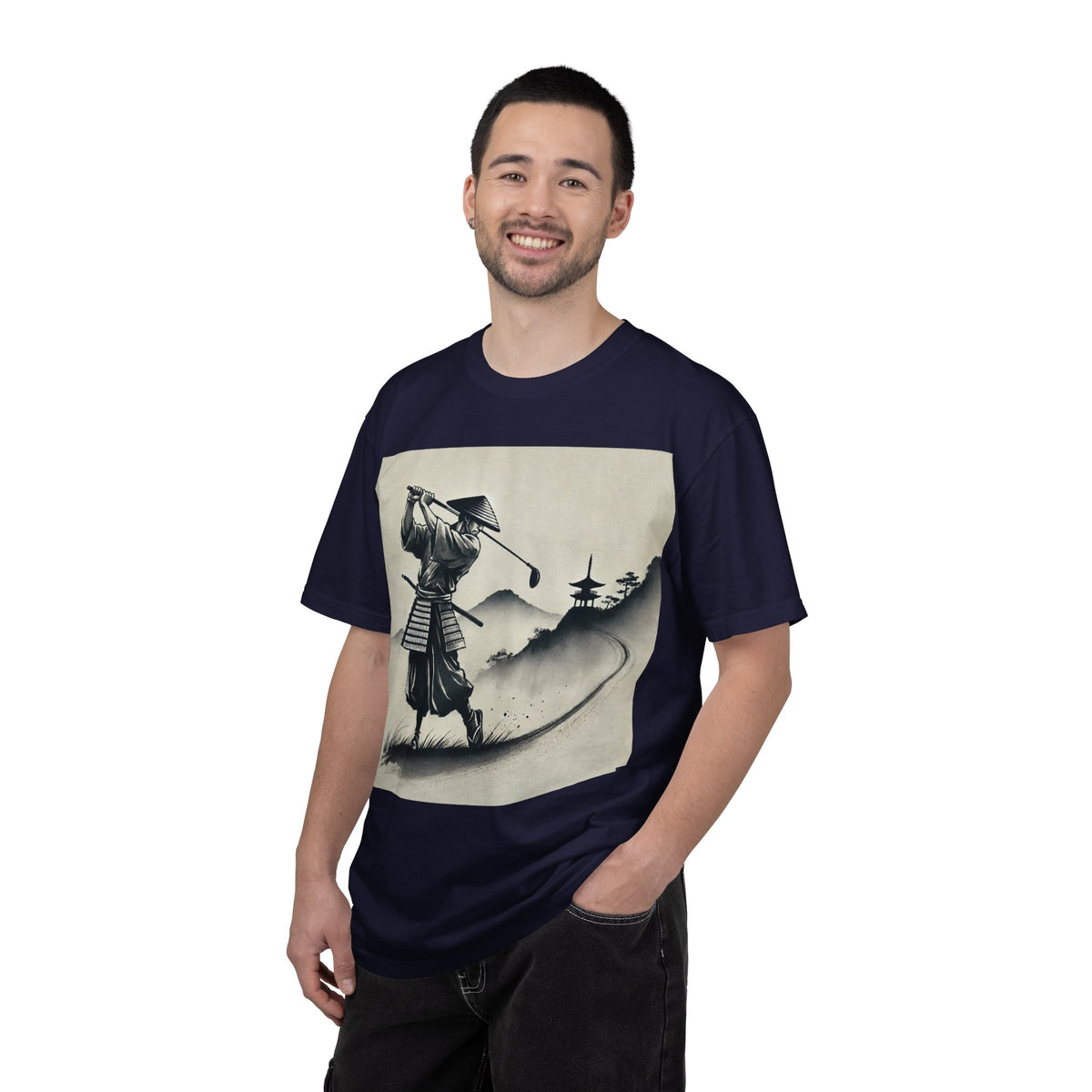 Samurai Golfer Golf Course Art Graphic T-Shirt