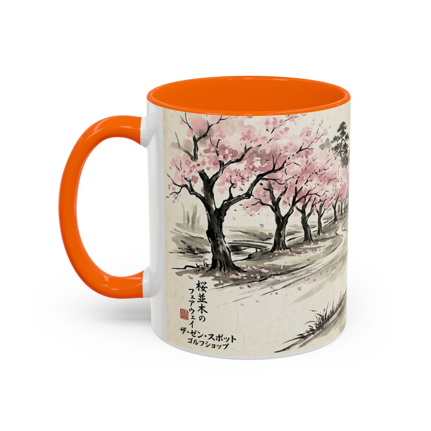 Zen Spot Golf Custom Cherry Blossom Golf Mug Scenic Sakura Golf Course Coffee Cup (11/15 oz)