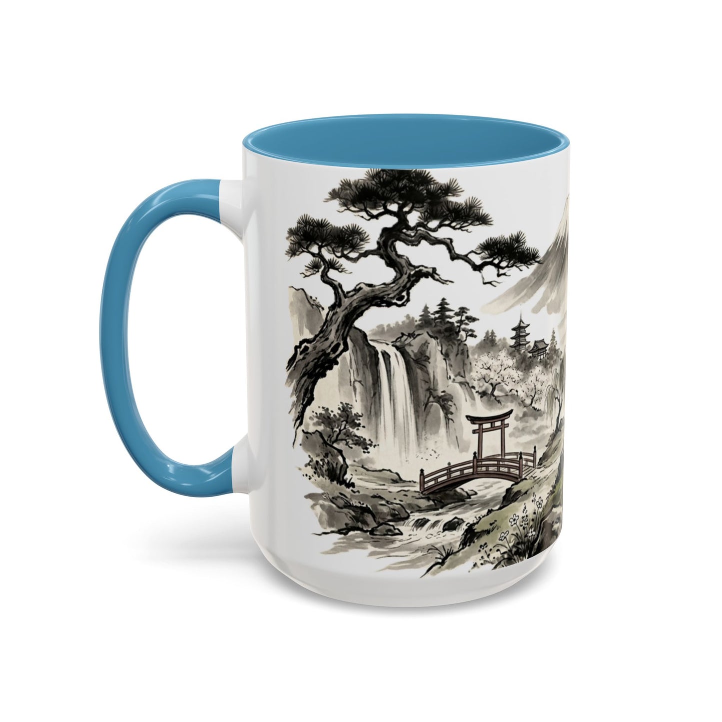 Zen Spot Golf Custom Japanese Golf Scene Accent Coffee Mug Ukiyo-e Style Golfing Geisha (11/15oz)