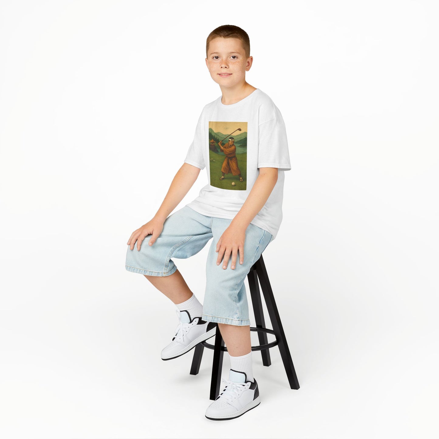Zen Spot Golf Custom Vintage Golfer Kids Graphic T‑Shirt