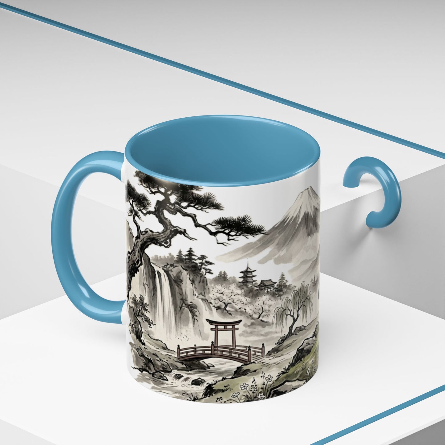 Zen Spot Golf Custom Japanese Golf Scene Accent Coffee Mug Ukiyo-e Style Golfing Geisha (11/15oz)
