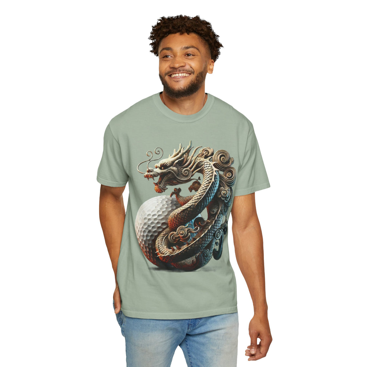 Dragon Wrapped Around Golf Ball Graphic T-Shirt