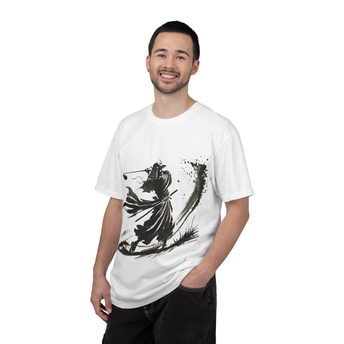 Samurai Golfer Ink Brushstroke T-Shirt