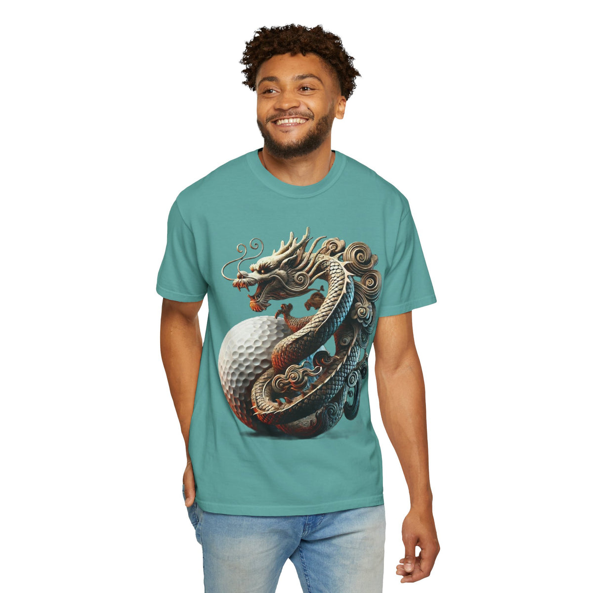 Dragon Wrapped Around Golf Ball Graphic T-Shirt