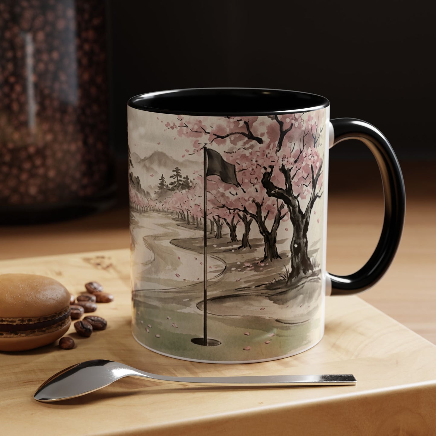 Zen Spot Golf Custom Cherry Blossom Golf Mug Scenic Sakura Golf Course Coffee Cup (11/15 oz)