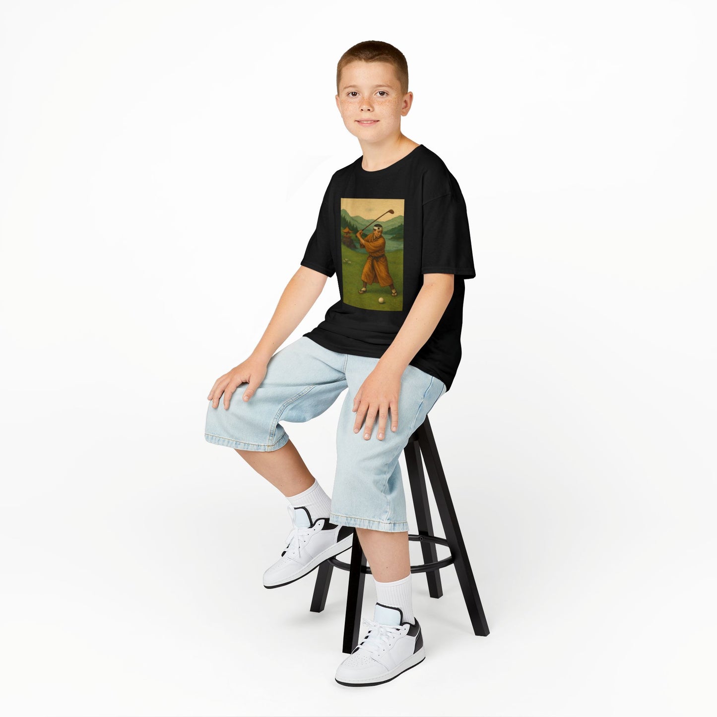Zen Spot Golf Custom Vintage Golfer Kids Graphic T‑Shirt