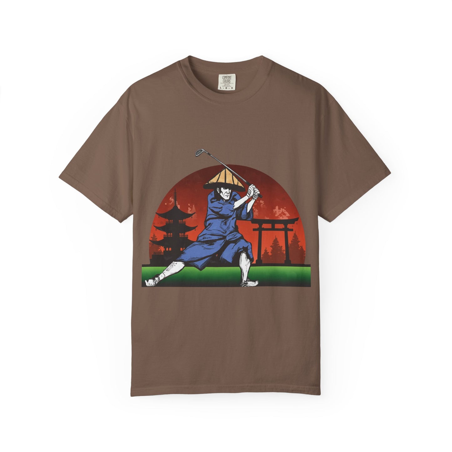 Samurai Golfer T-Shirt — Japanese Sunset Golf Graphic Tee