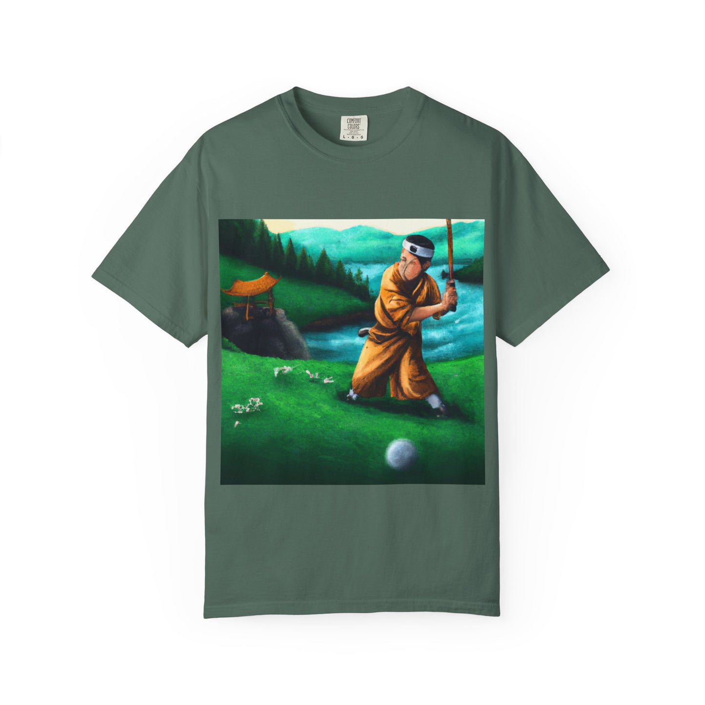 Zen Spot Golf Custom Monk Golfer Oil Painting Art Graphic T-Shirt
