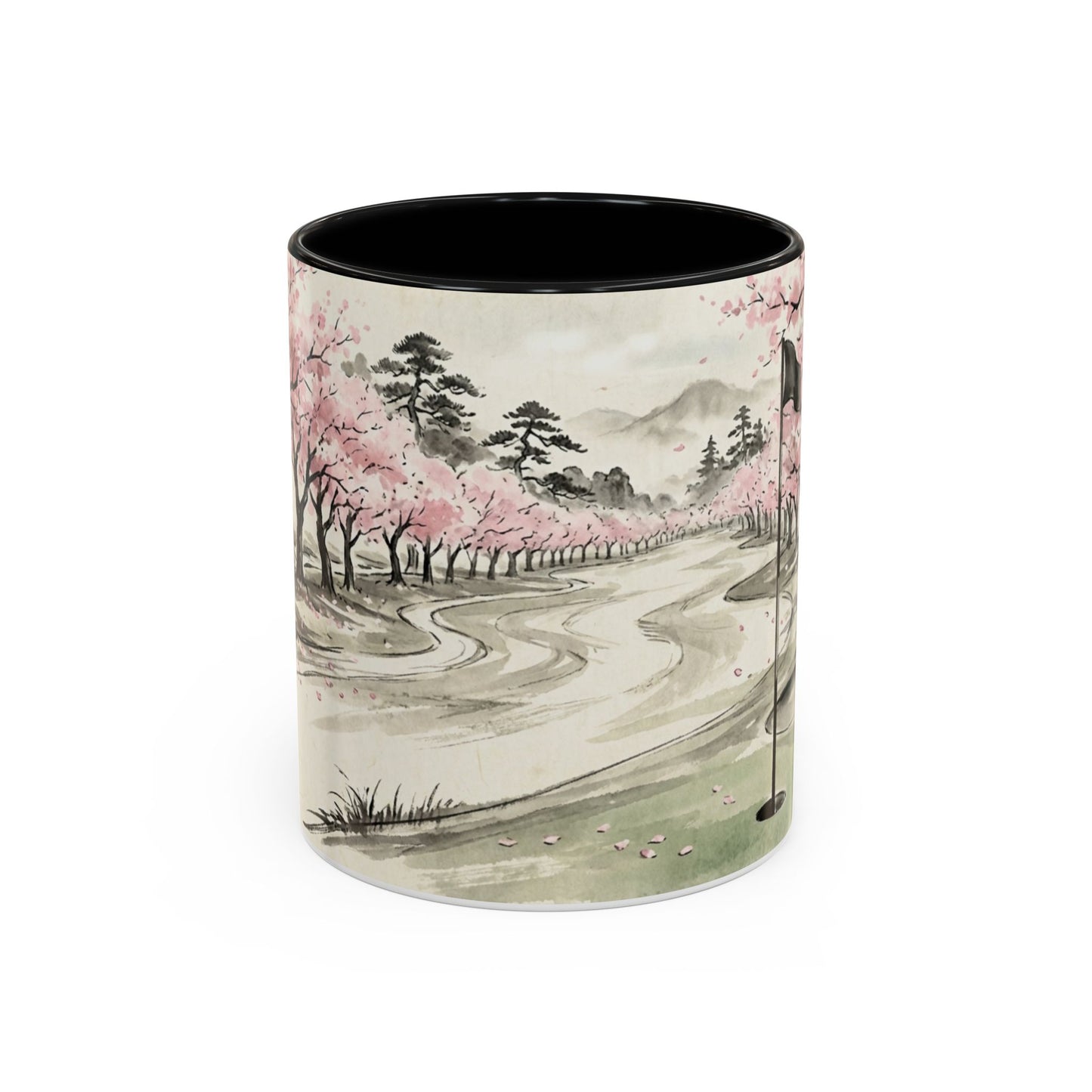 Zen Spot Golf Custom Cherry Blossom Golf Mug Scenic Sakura Golf Course Coffee Cup (11/15 oz)