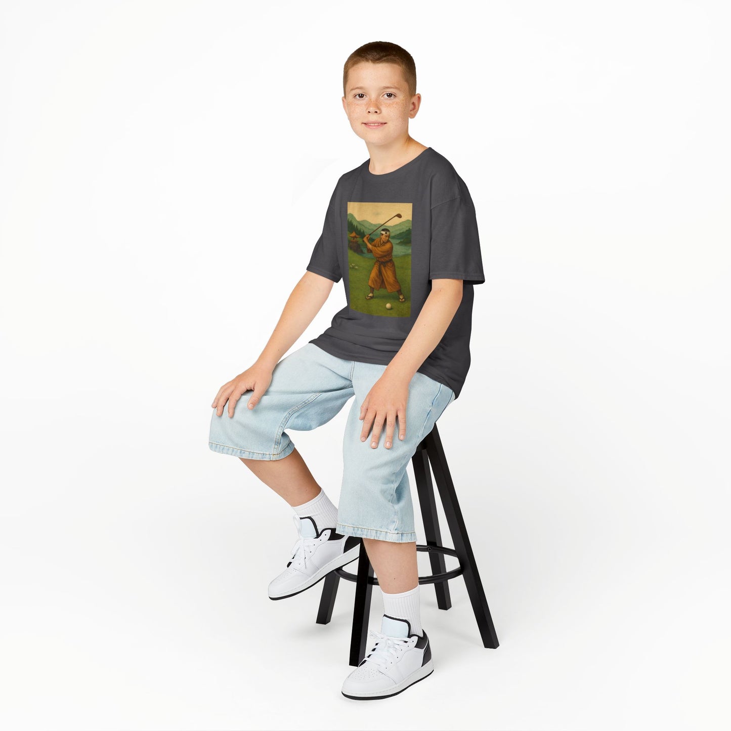 Zen Spot Golf Custom Vintage Golfer Kids Graphic T‑Shirt