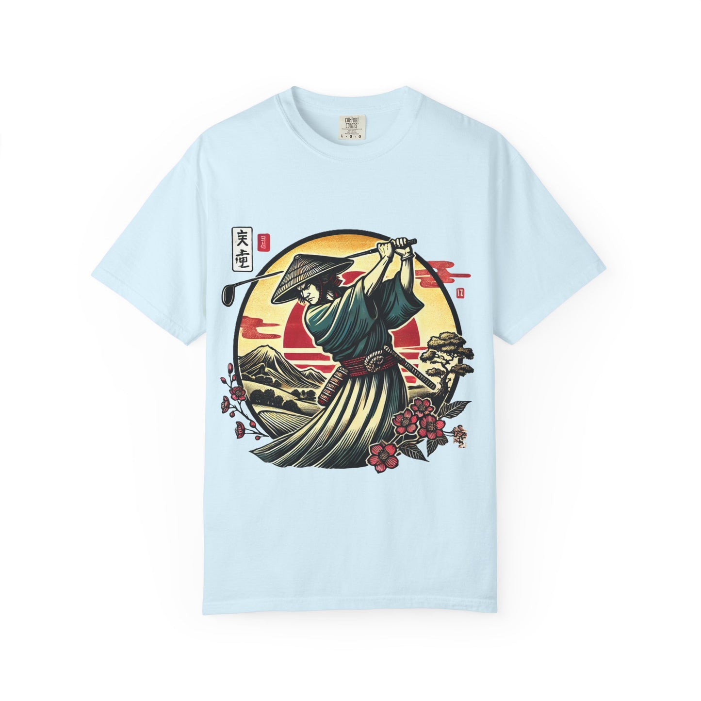 Zen Spot Golf Custom Samurai Golfer Sunset T-Shirt