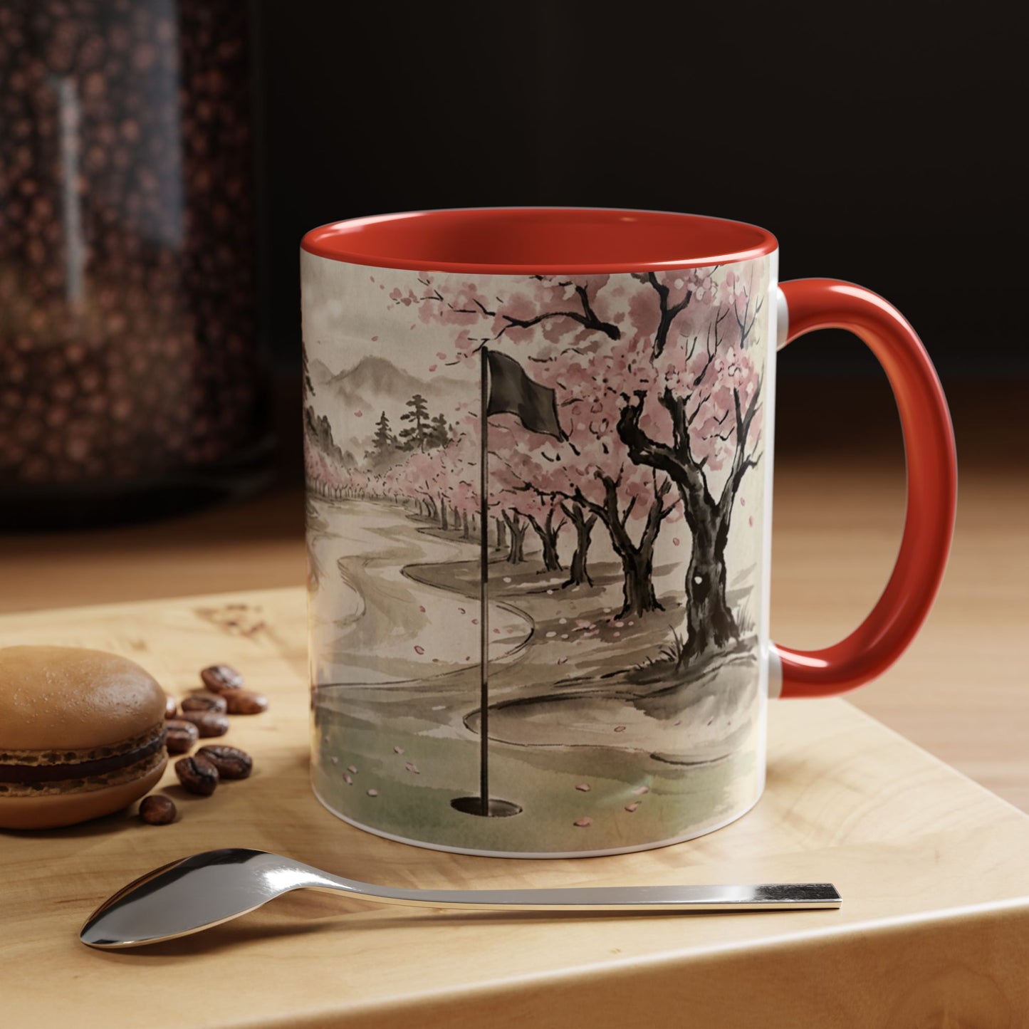 Zen Spot Golf Custom Cherry Blossom Golf Mug Scenic Sakura Golf Course Coffee Cup (11/15 oz)
