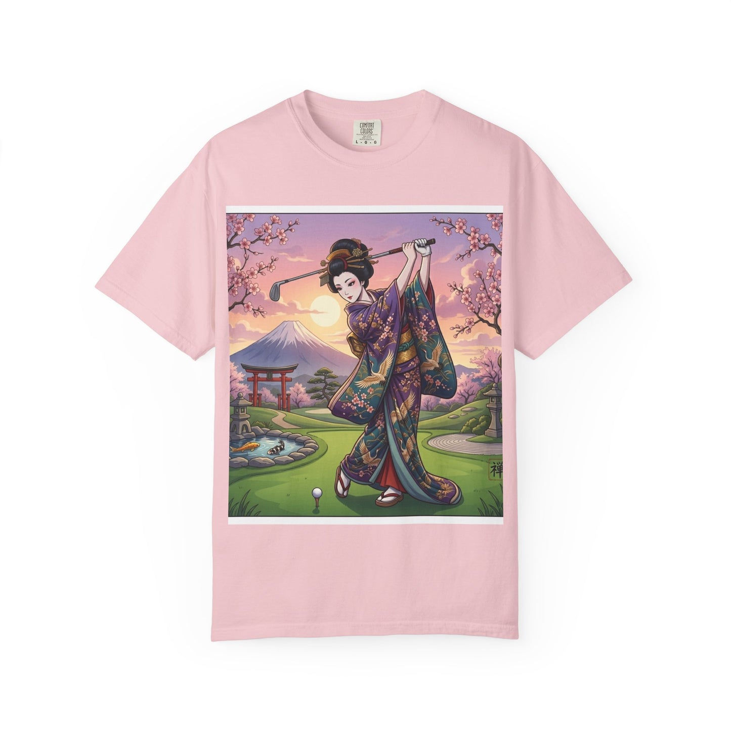 Zen Spot Golf Custom Kimono Art Geisha Golfing Sunset T-Shirt