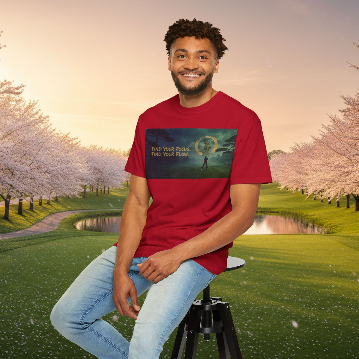 Find Your Focus Motivational Golf Course Graphic T-Shirt