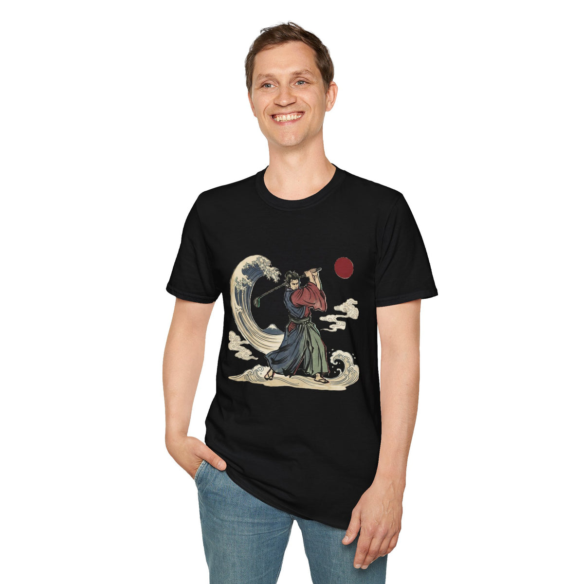 Samurai Golfer T-Shirt — Japanese Wave Golf Graphic