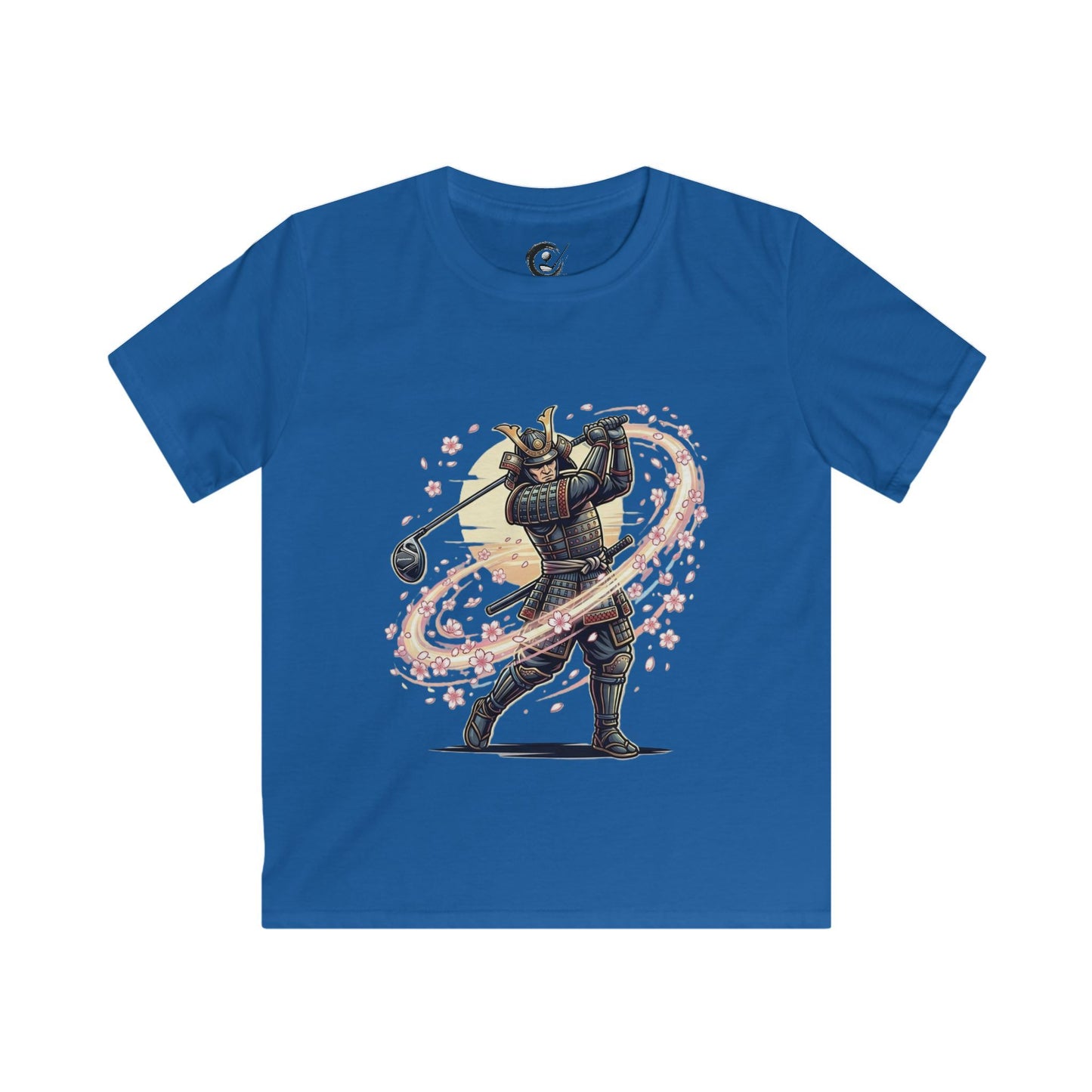 Zen Spot Golf Custom Samurai Golfer Kids Vintage Warrior Swing Graphic T‑Shirt