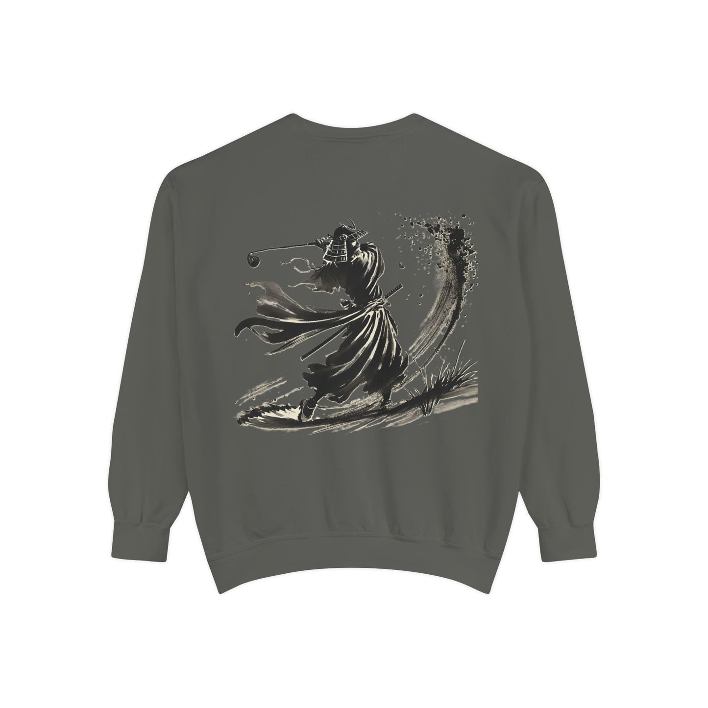 Samurai Golf Sweatshirt — Ink Brush Warrior Back Art
