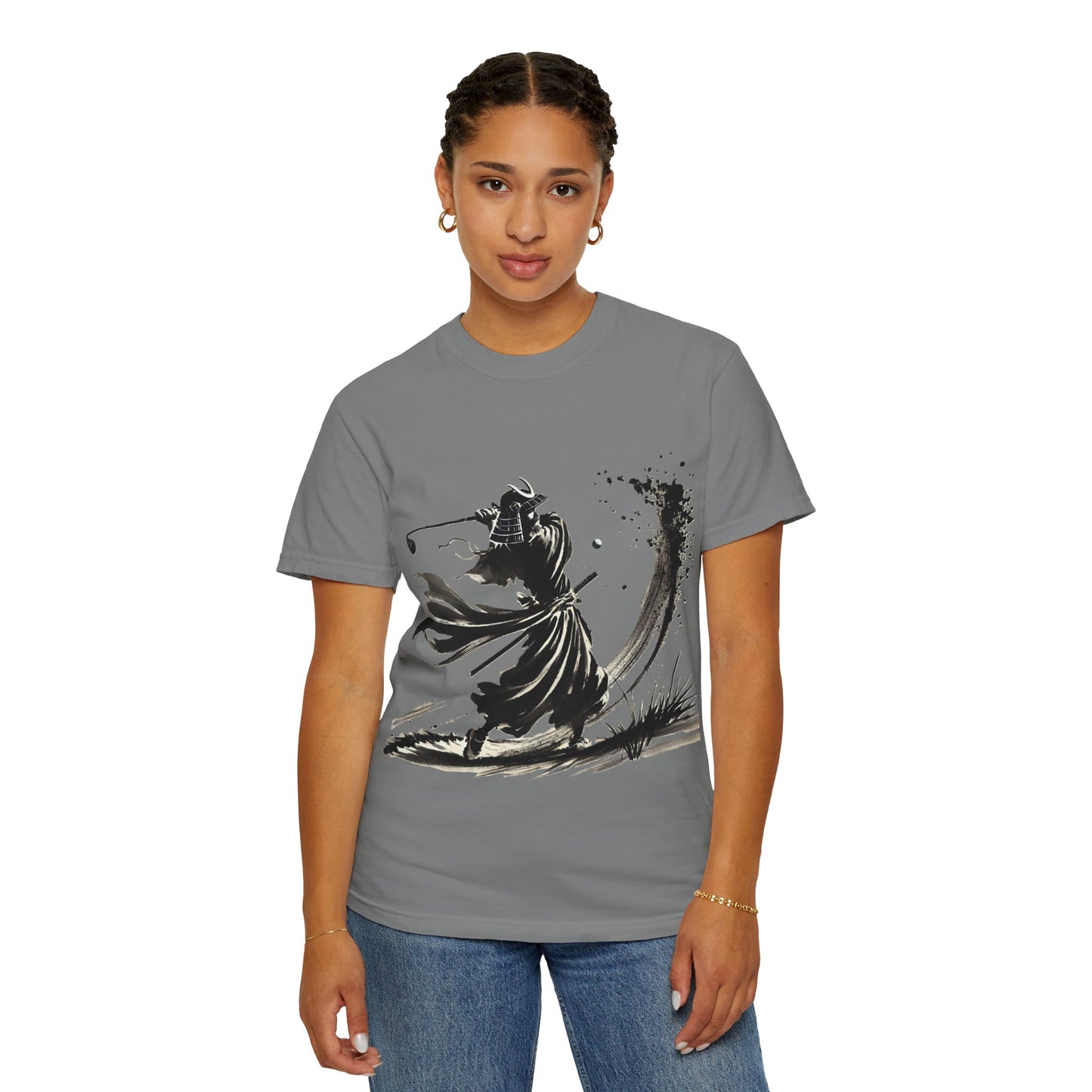 Zen Spot Golf Custom Samurai Golfer Ink Brushstroke T-Shirt
