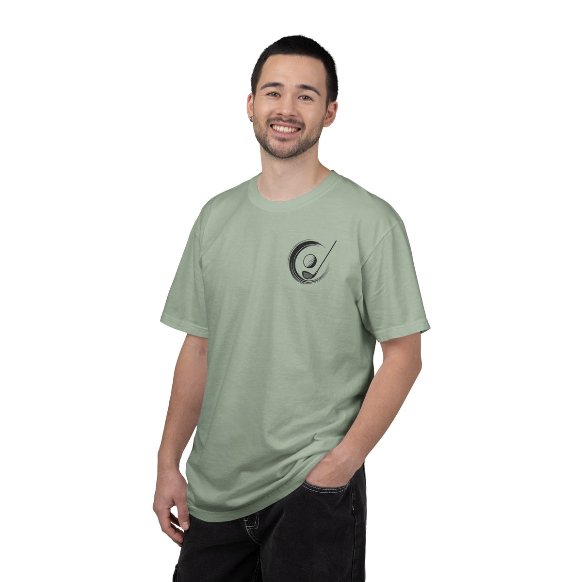 Enso Circle Chest Dragon Golf Ball Back Design Graphic T-Shirt