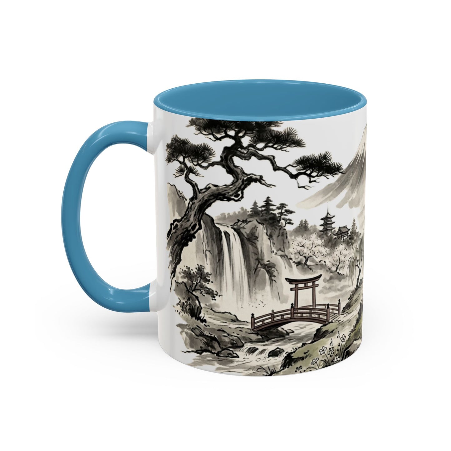 Zen Spot Golf Custom Japanese Golf Scene Accent Coffee Mug Ukiyo-e Style Golfing Geisha (11/15oz)