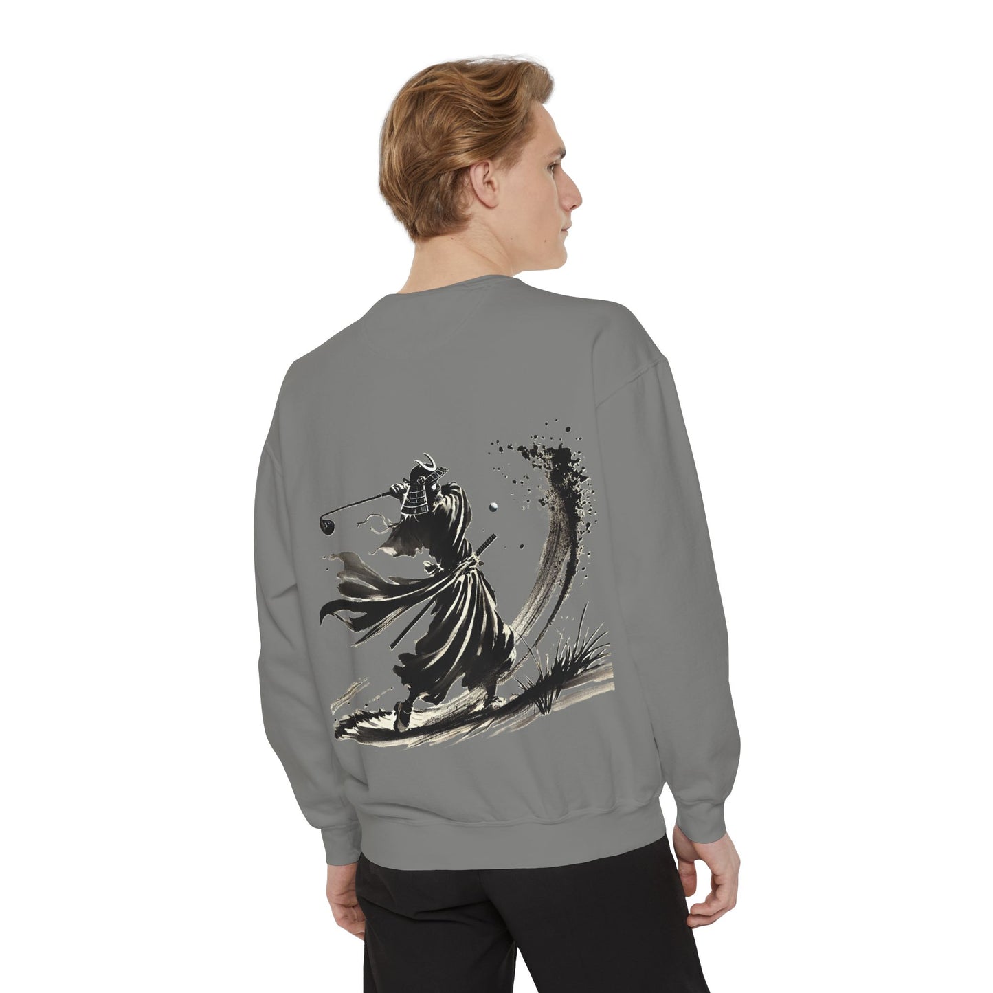 Zen Spot Golf Custom Ink Brush Warrior Samurai Golfer Graphic Sweatshirt