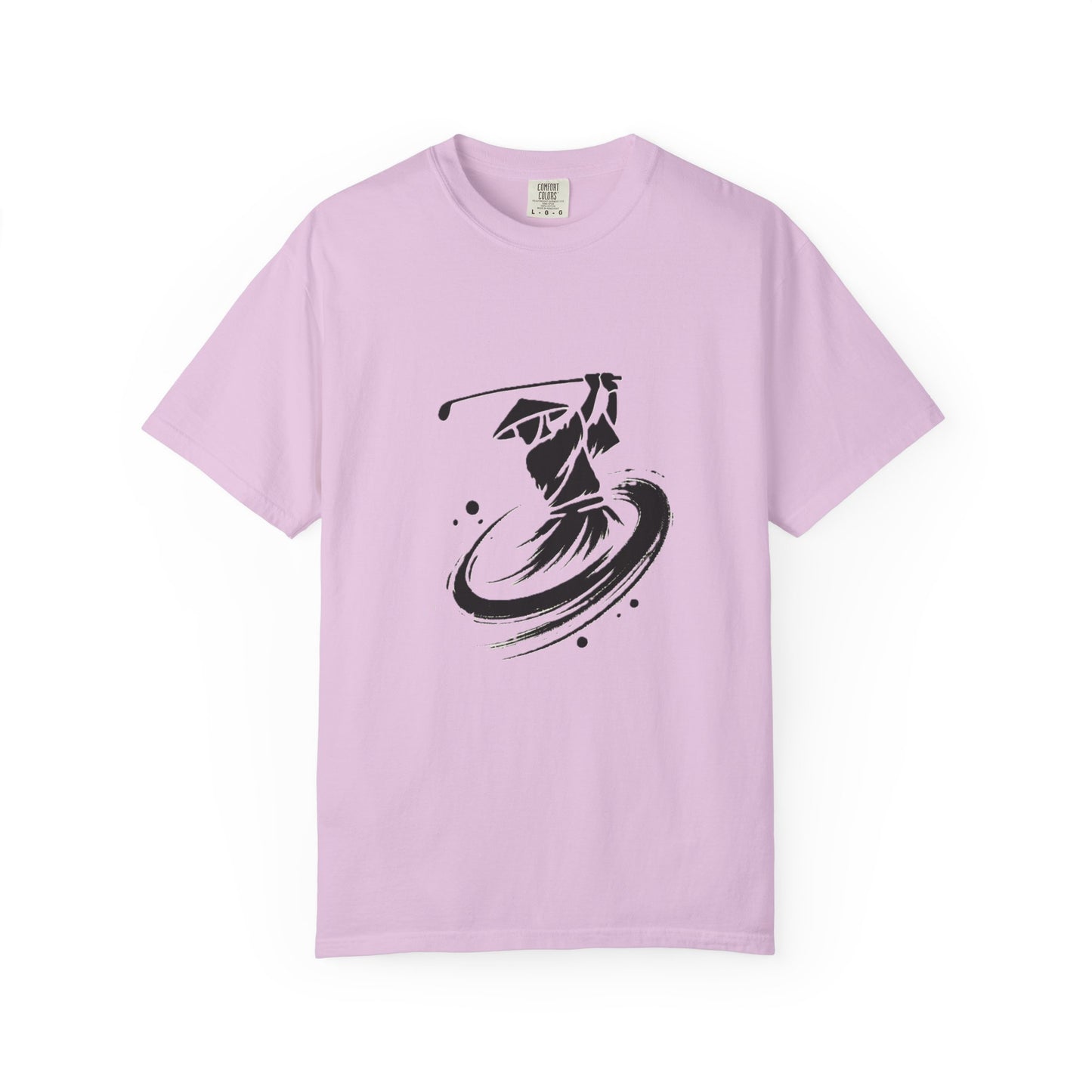 Zen Spot Golf Custom Ink Brush Zen Golfer Swing Graphic T‑Shirt