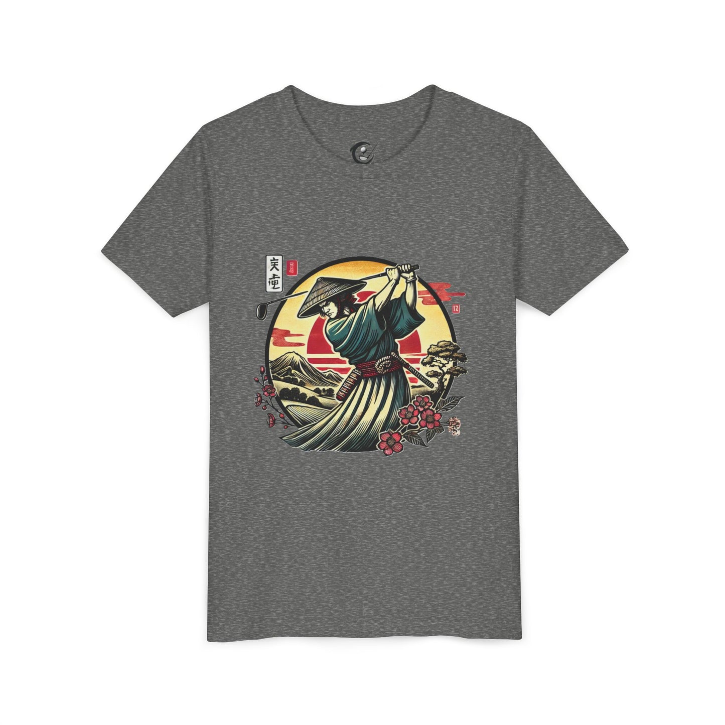 Zen Spot Golf Custom Samurai Golfer Sunset Graphic Youth T-Shirt