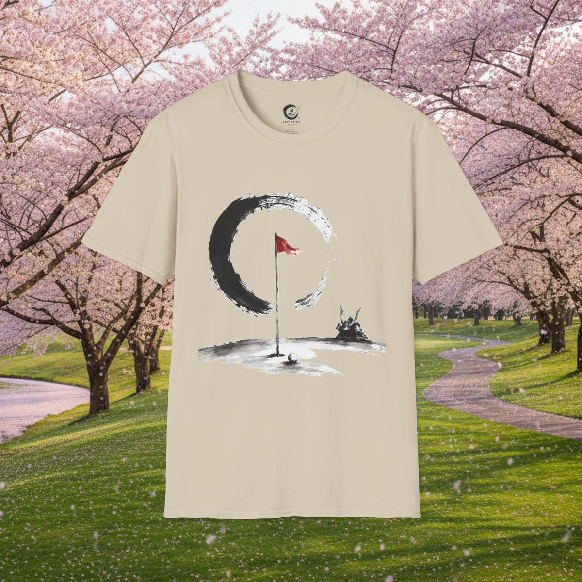 Zen Golf T-Shirt — Minimalist Golf Flag & Enso Circle Tee