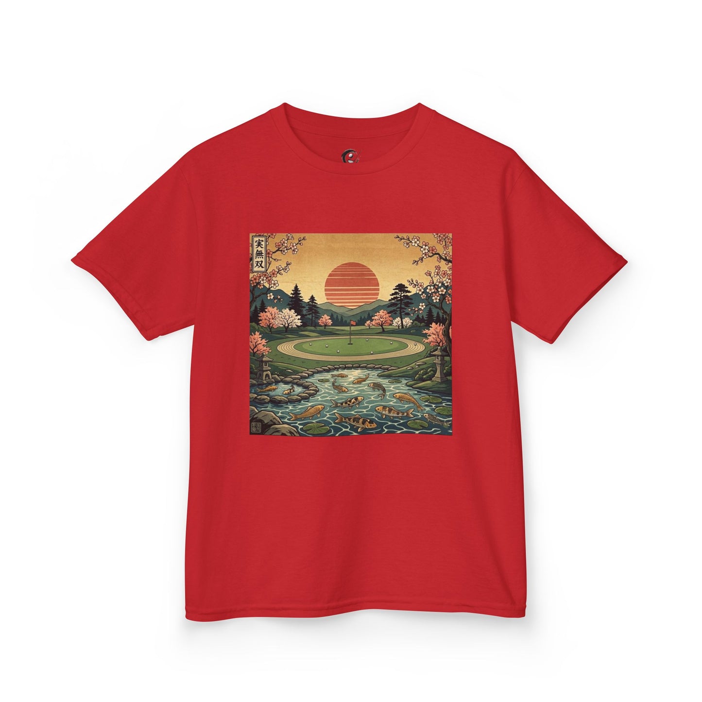 Zen Spot Golf Custom Vintage Japanese Sunset Golf Course Graphic Kids T-Shirt