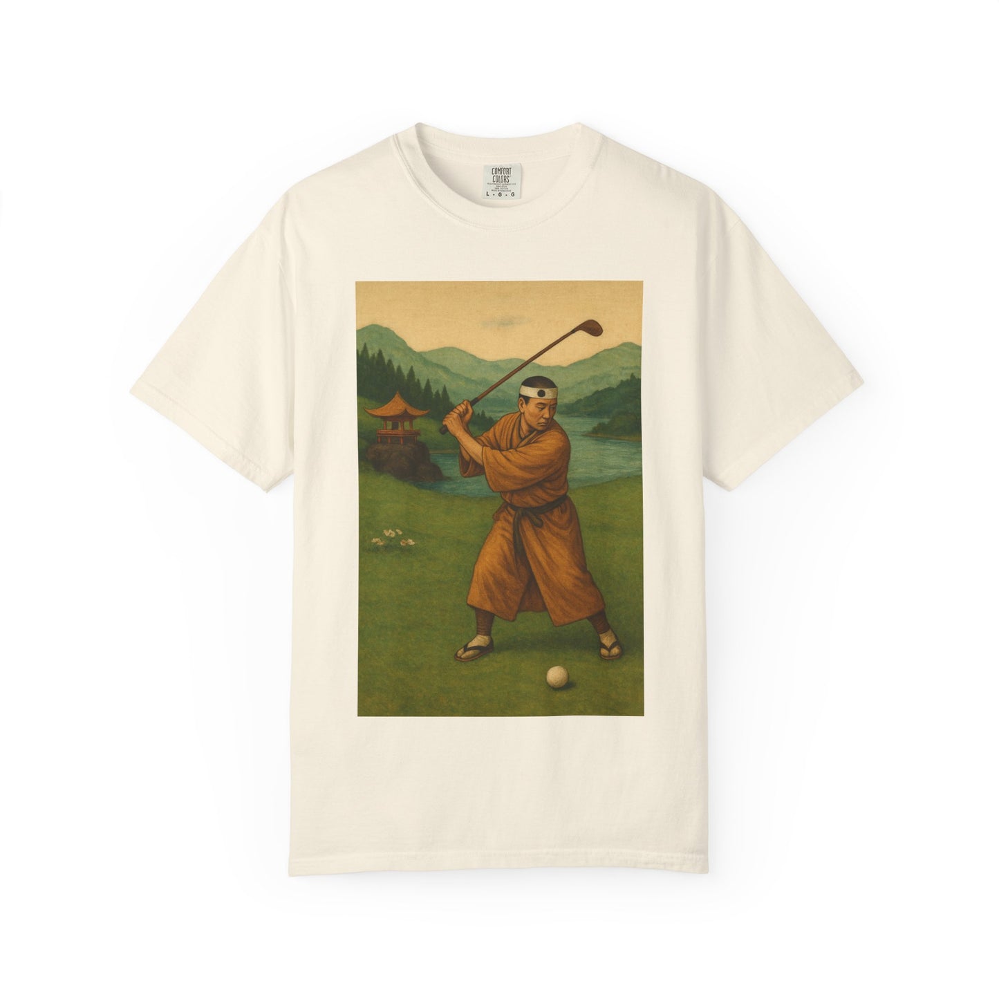 Zen Spot Golf Custom Vintage Golf Scene Monk Golfer Graphic T-Shirt