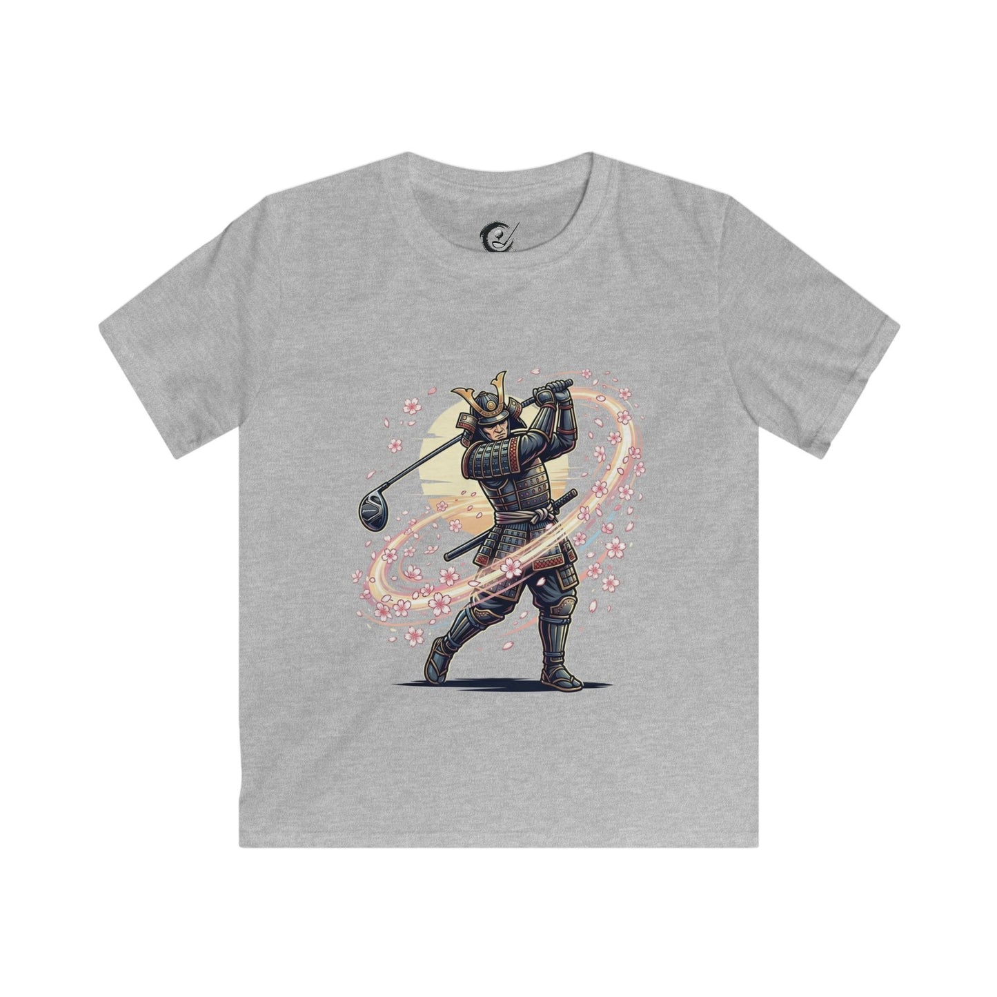 Zen Spot Golf Custom Samurai Golfer Kids Vintage Warrior Swing Graphic T‑Shirt