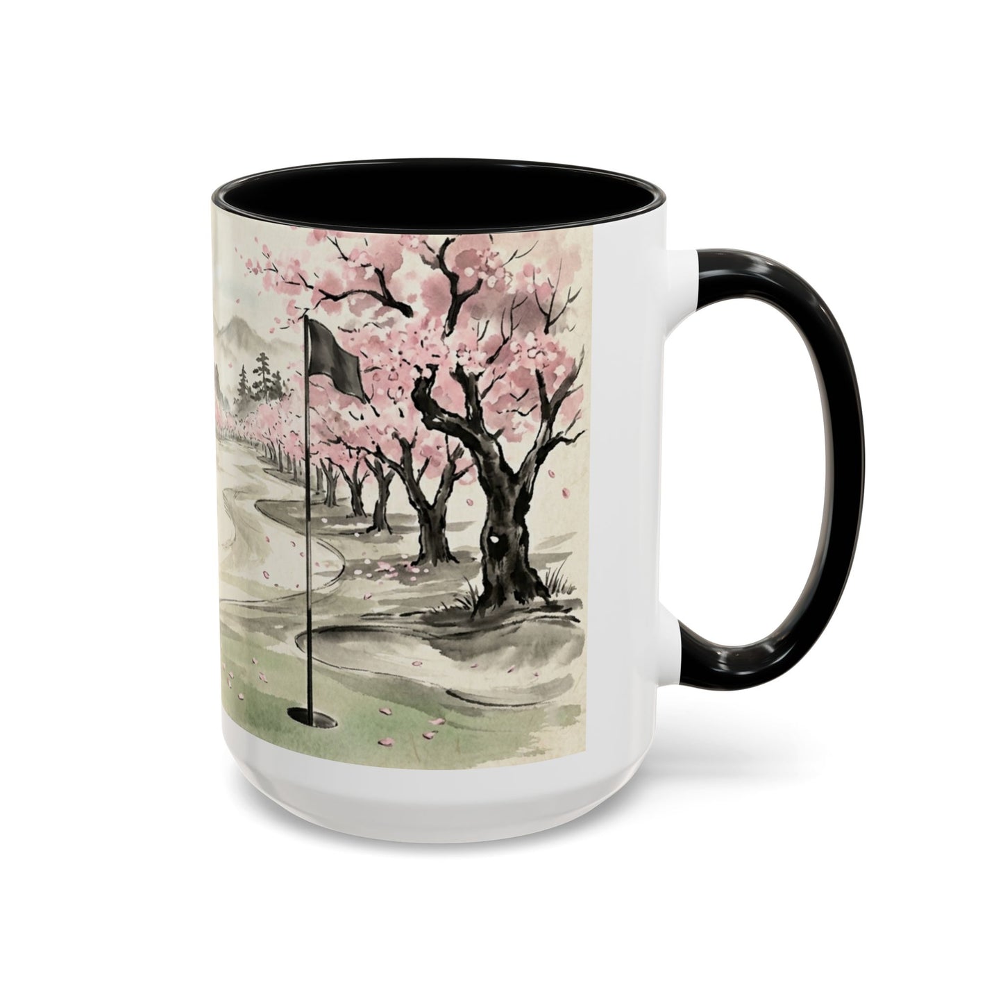 Zen Spot Golf Custom Cherry Blossom Golf Mug Scenic Sakura Golf Course Coffee Cup (11/15 oz)