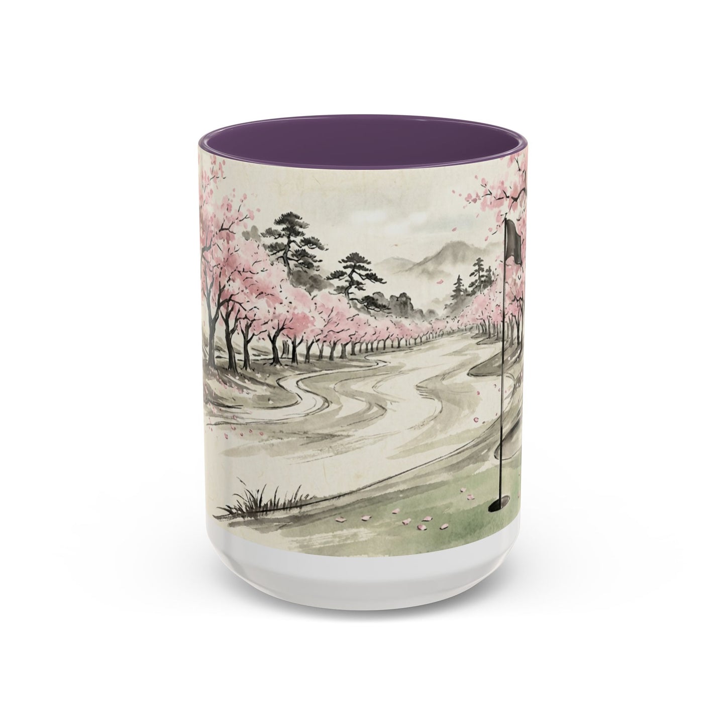 Zen Spot Golf Custom Cherry Blossom Golf Mug Scenic Sakura Golf Course Coffee Cup (11/15 oz)