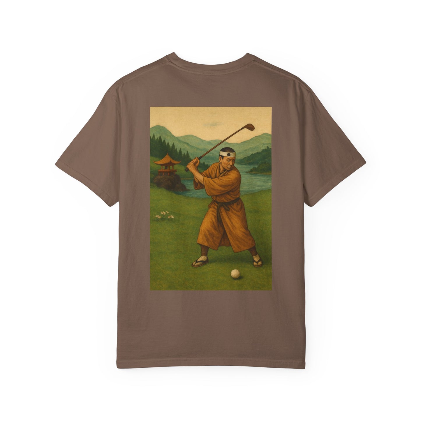 Vintage Golfer Graphic T-Shirt — Retro Asian-Inspired Golf Scene