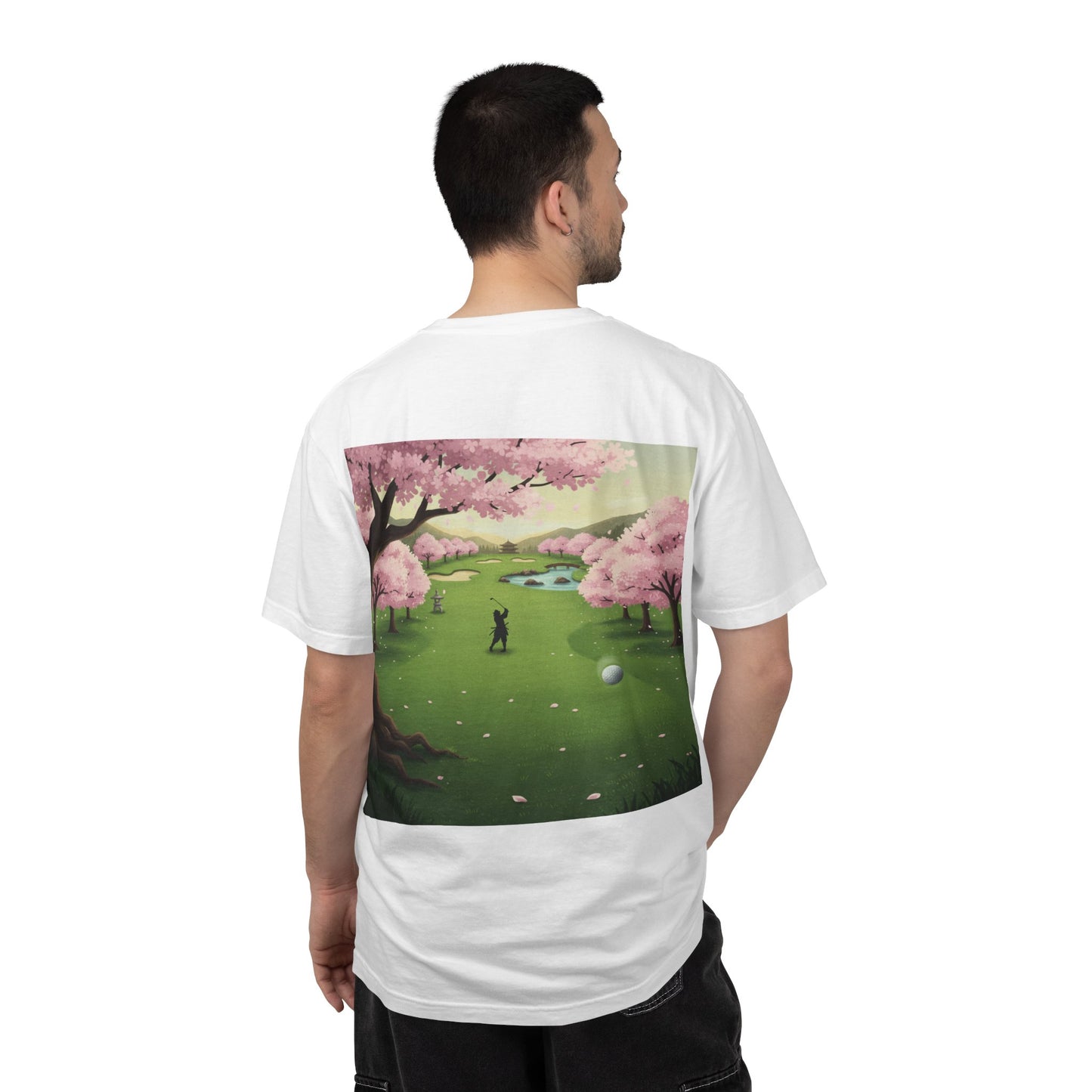 Golf Course Cherry Blossom T-Shirt – Scenic Golfer Graphic Tee
