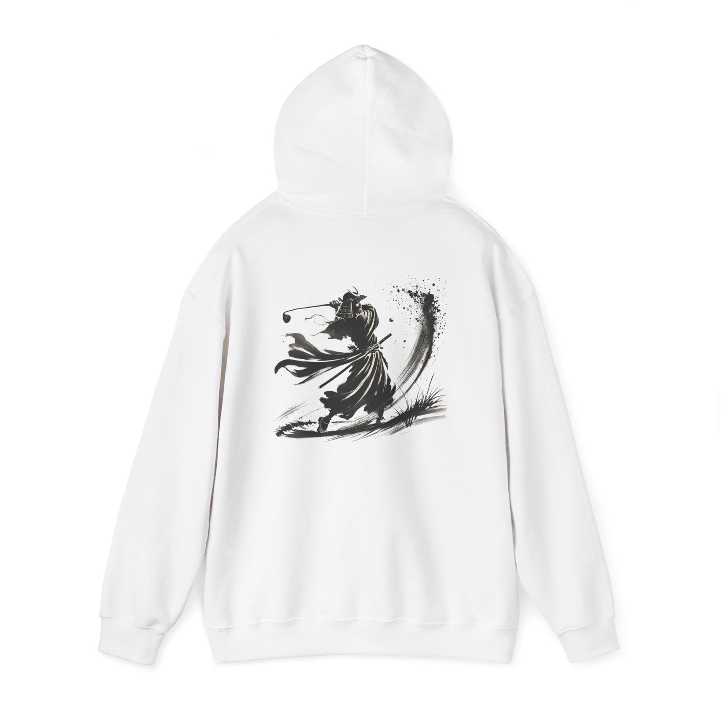 Zen Spot Golf Custom Gildan Samurai Golfer Ink Brush Stroke Hoodie | Sumi-e Warrior Back Print
