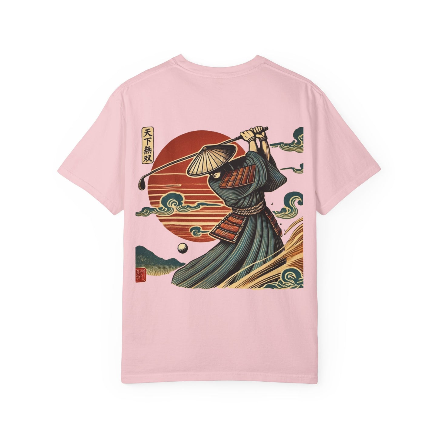 Zen Spot Golf Custom Samurai Golfer Sunset Graphic T-Shirt