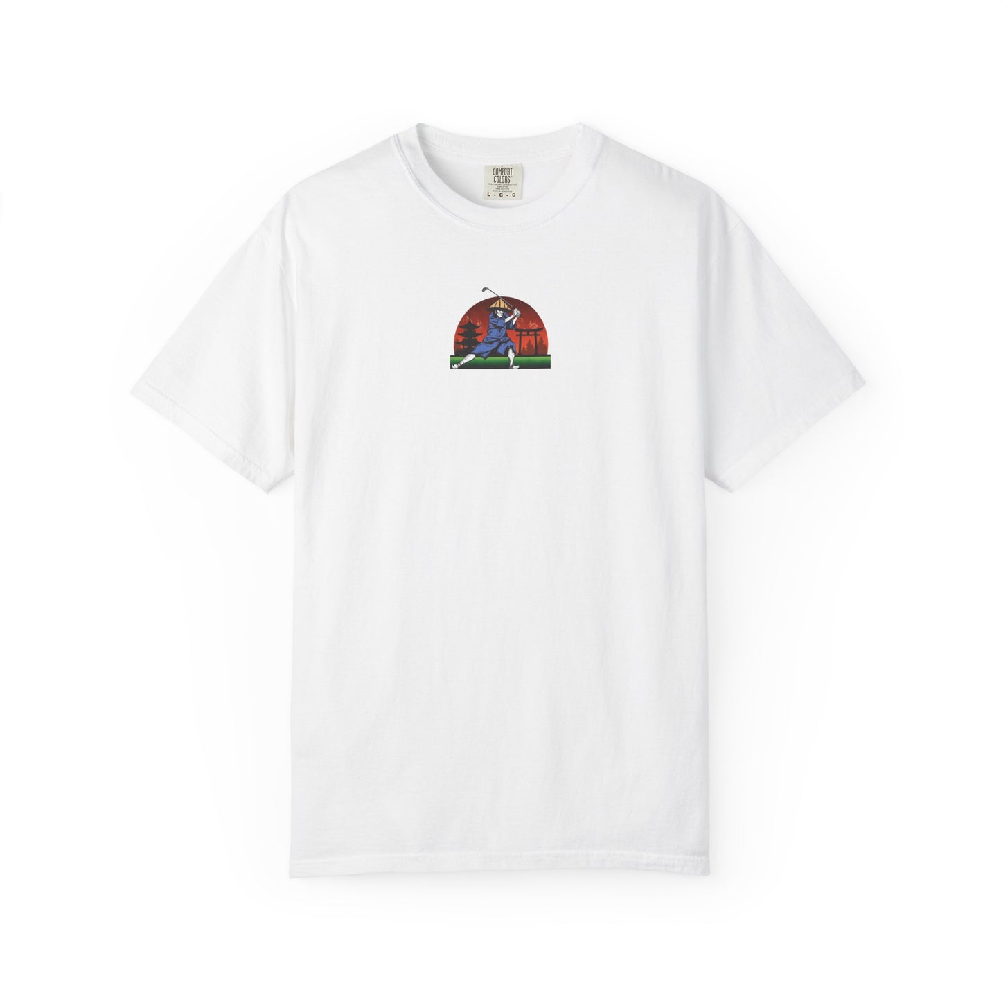 Zen Spot Golf Custom Japanese Sunset Samurai Golfer Graphic T-Shirt