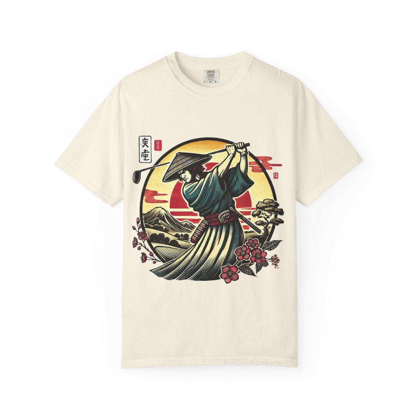 Zen Spot Golf Custom Samurai Golfer Sunset T-Shirt