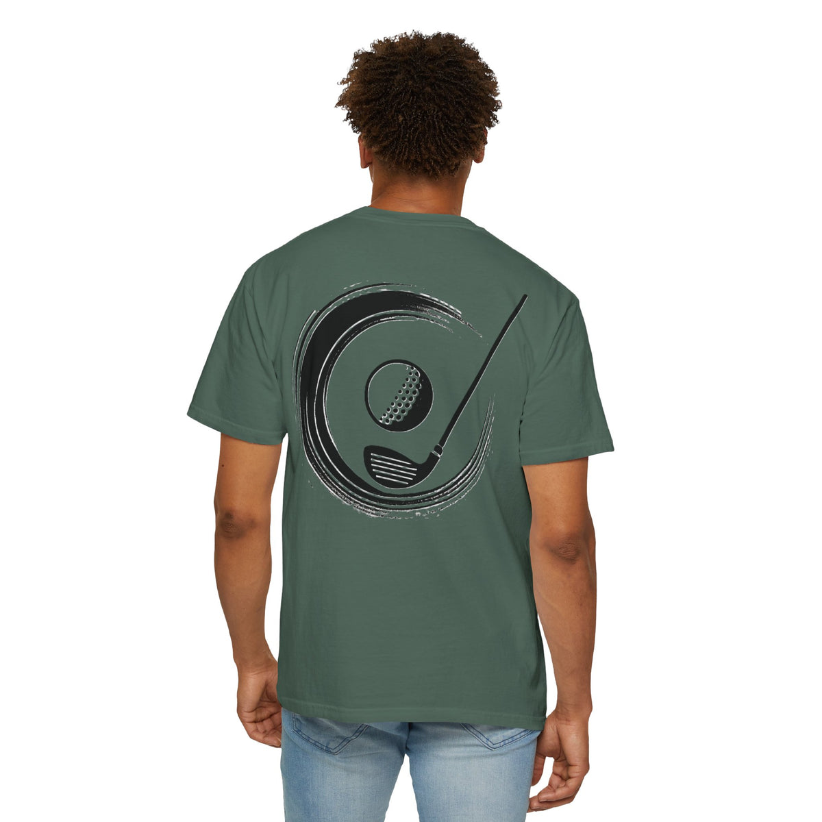 Enso Circle Golf  Stroke Chest and Back Design Graphic T-Shirt
